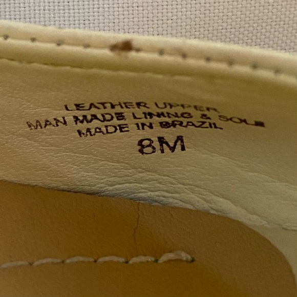 Beige Womens Peeble Grain Leather Peep Toe Wedge Heels - EUC size 8 - Picture 5 of 5